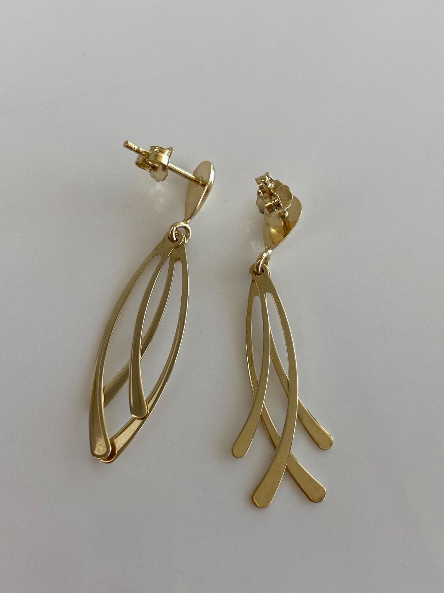 Vintage Solid 14k Yellow Gold Dangle Stud Earrings
