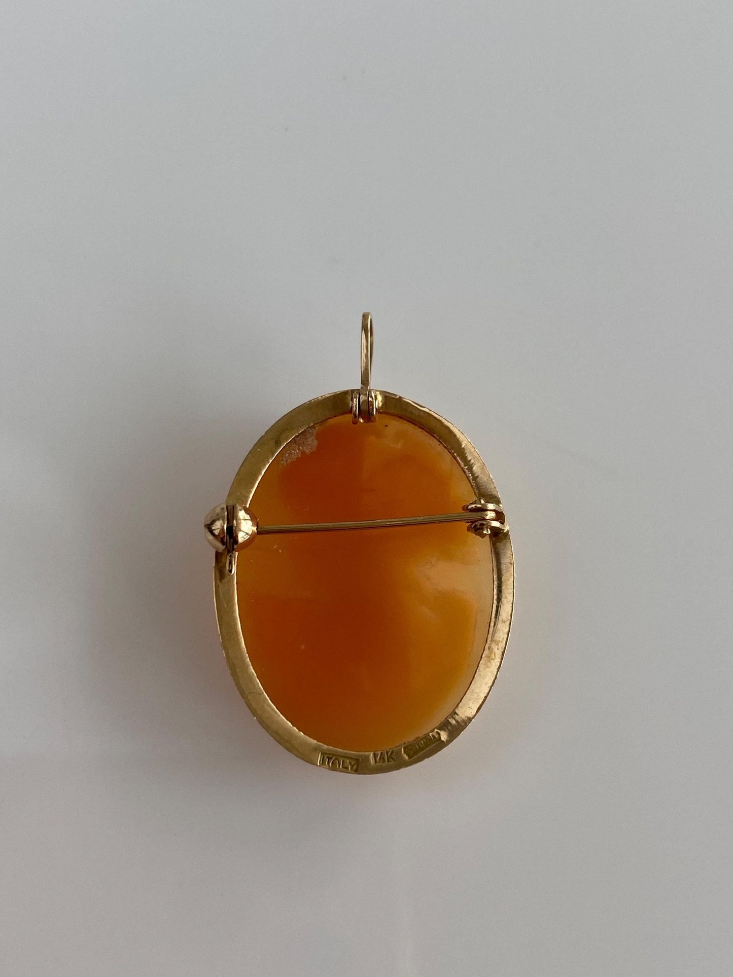 Vintage Solid 14k Yellow Gold Cameo Brooch Charm