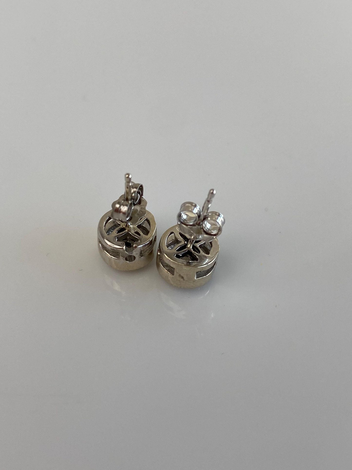 Vintage Solid 14k White Gold Yellow Diamond Studs