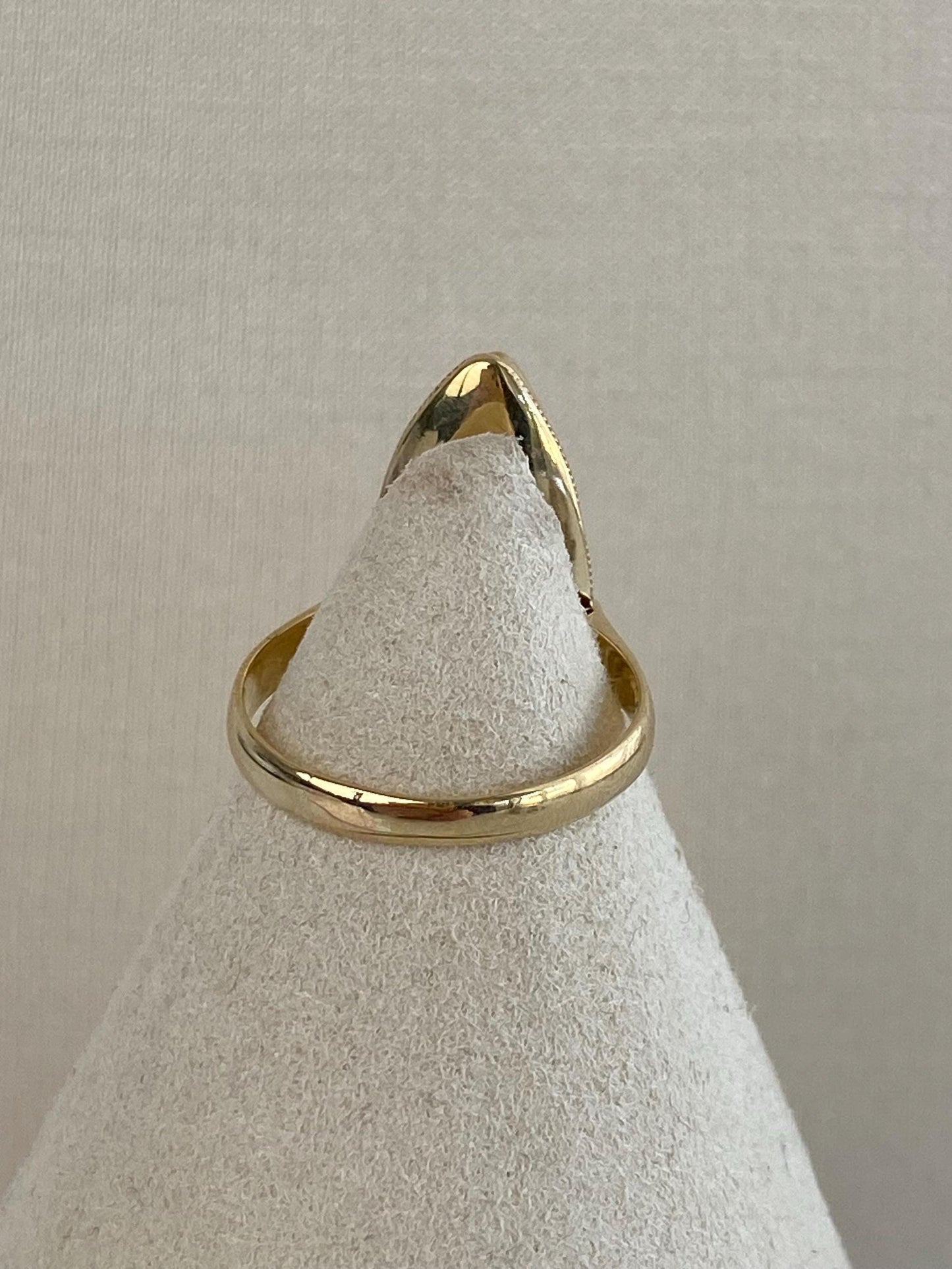 Vintage Solid 18k Yellow Gold Smokey Quartz Marquis Ring - Size 8.75