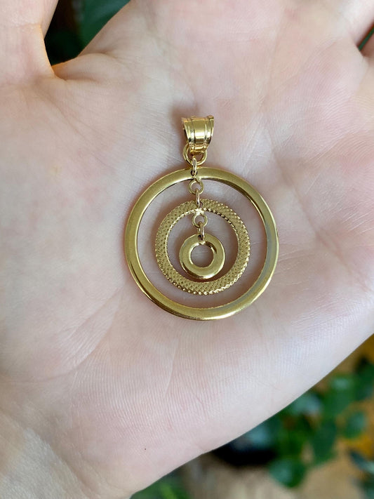 Vintage 14k Yellow Gold Textured Circles Charm