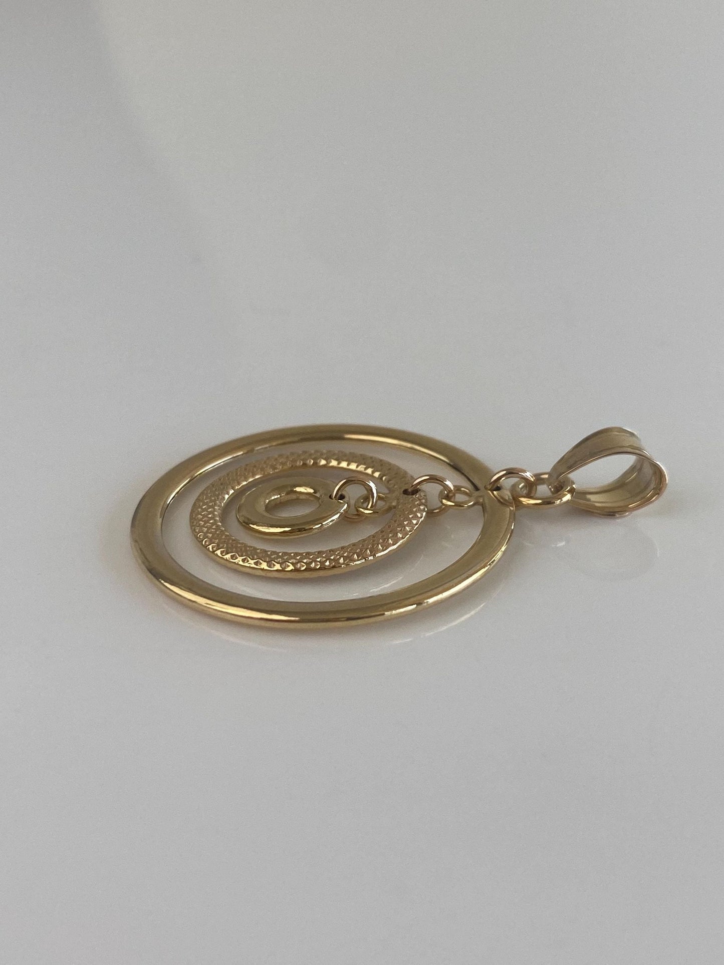 Vintage 14k Yellow Gold Textured Circles Charm