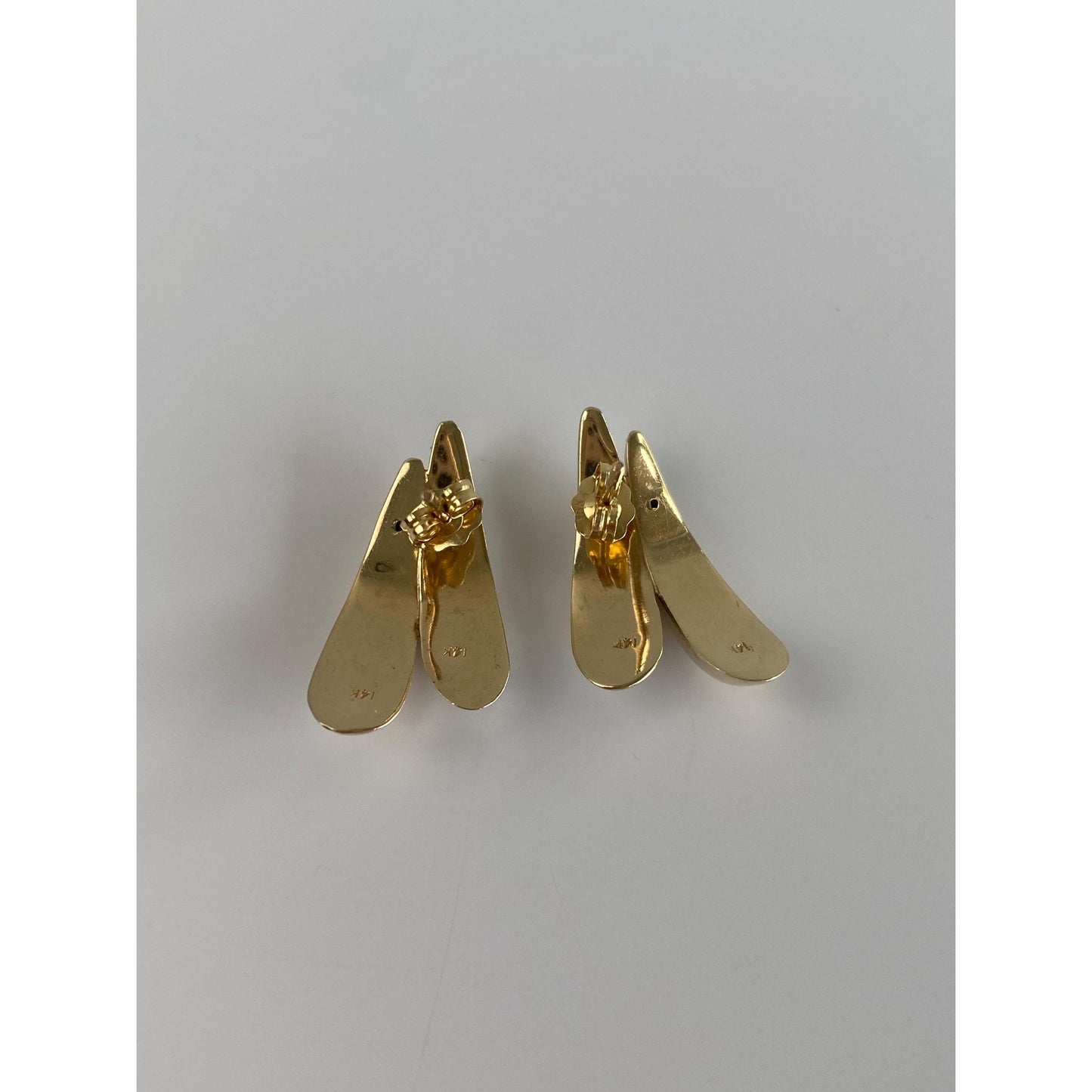 Vintage 14k White & Yellow Gold Double Teardrop Stud Earrings
