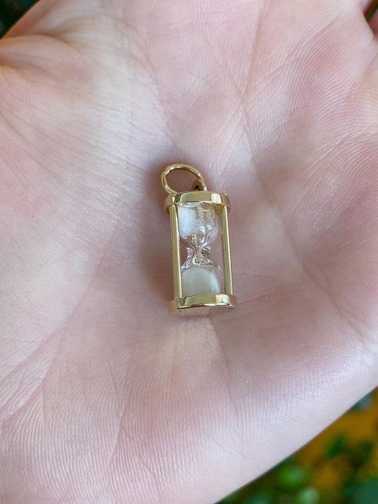 Vintage Solid 14k Yellow Gold Hourglass Charm