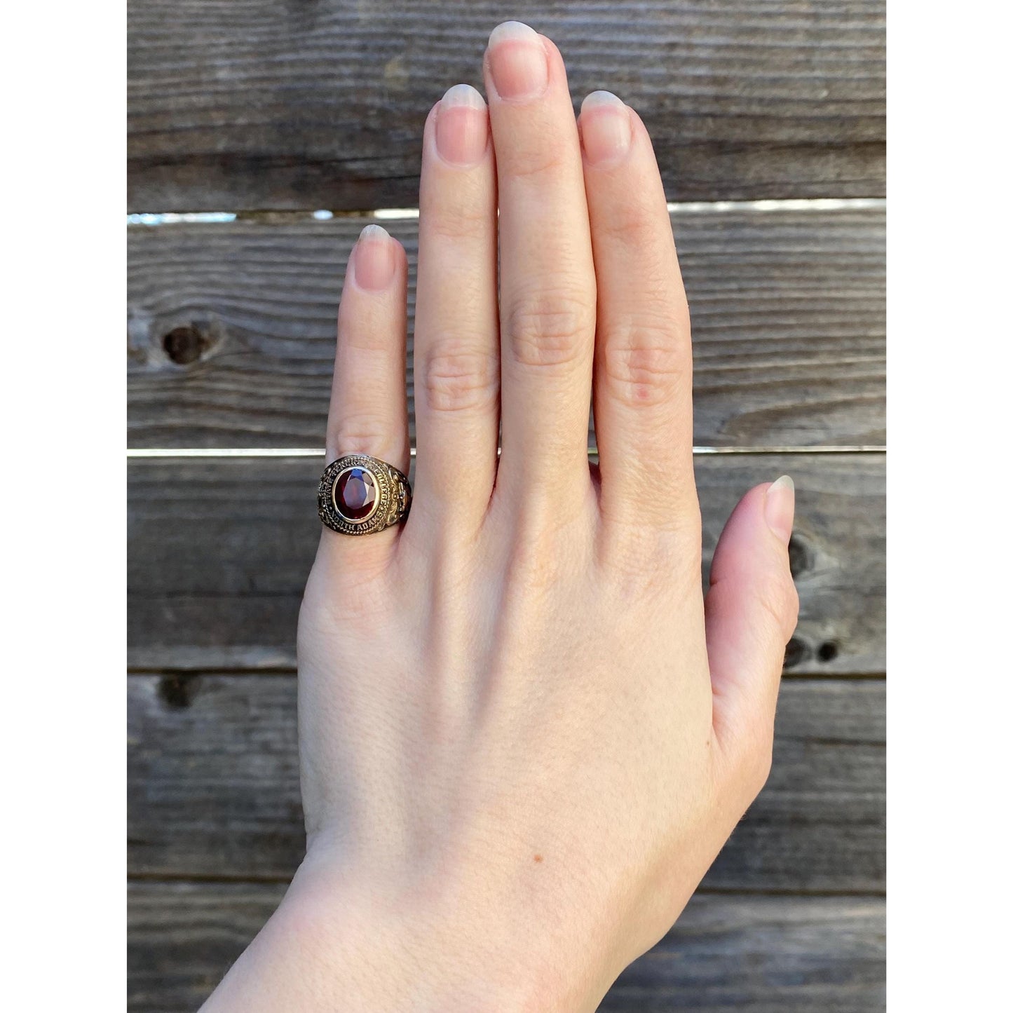 Vintage Solid 10k Yellow Gold Ruby Class Ring - Size 4.25