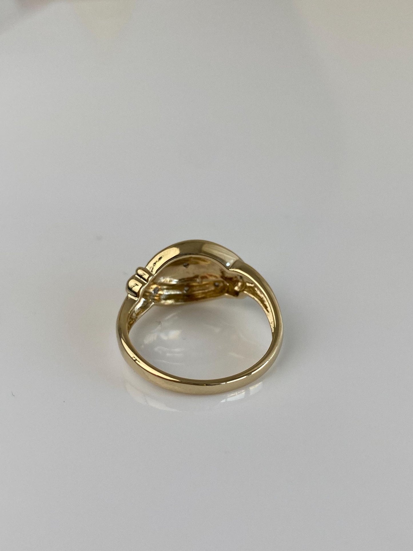 Vintage Solid 14k White & Yellow Gold Diamond Ring - Size 6.5