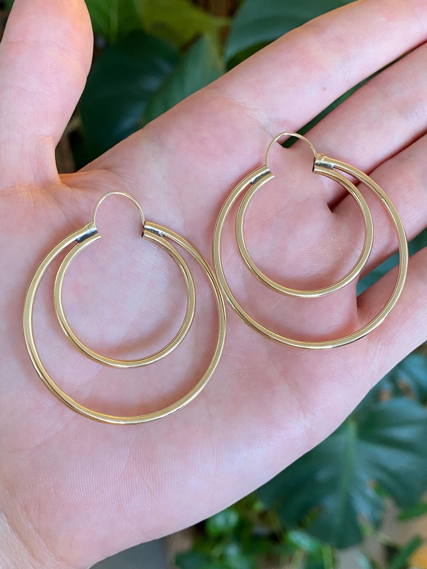Vintage 14k Yellow Gold Double Hoop Earrings