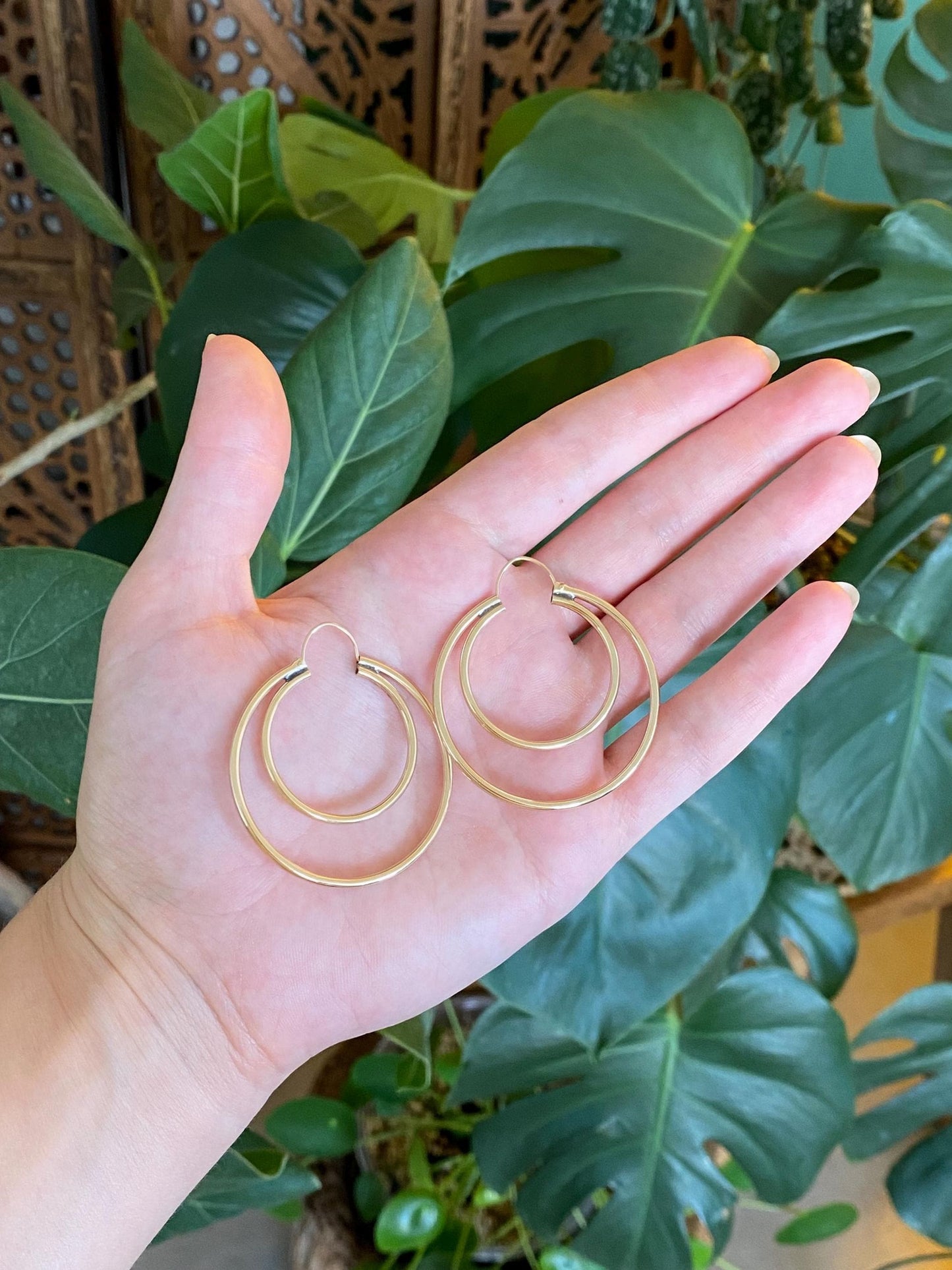 Vintage 14k Yellow Gold Double Hoop Earrings