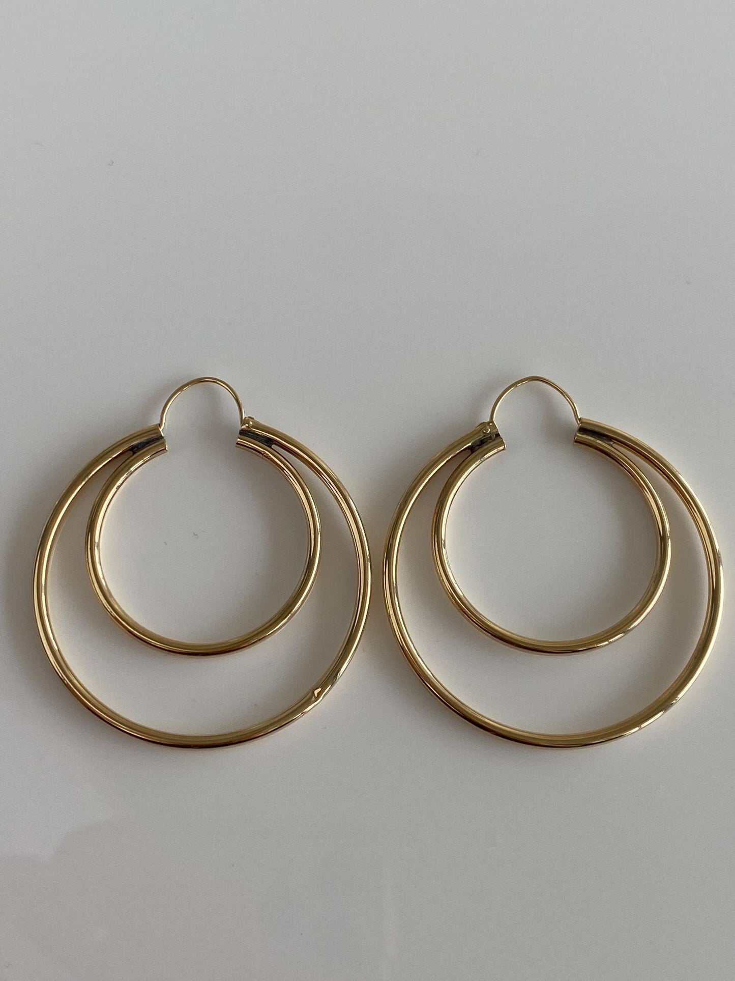 Vintage 14k Yellow Gold Double Hoop Earrings