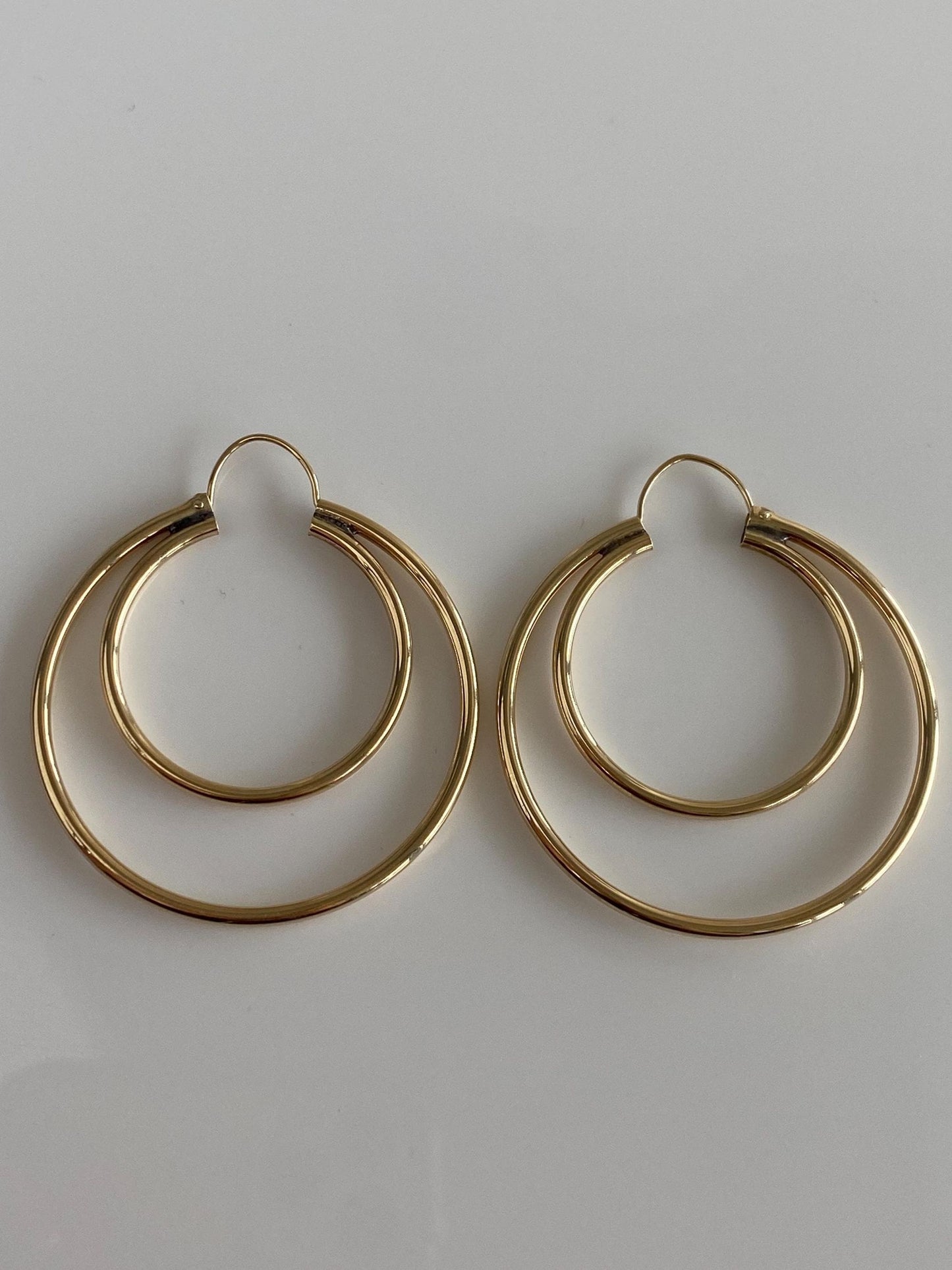 Vintage 14k Yellow Gold Double Hoop Earrings