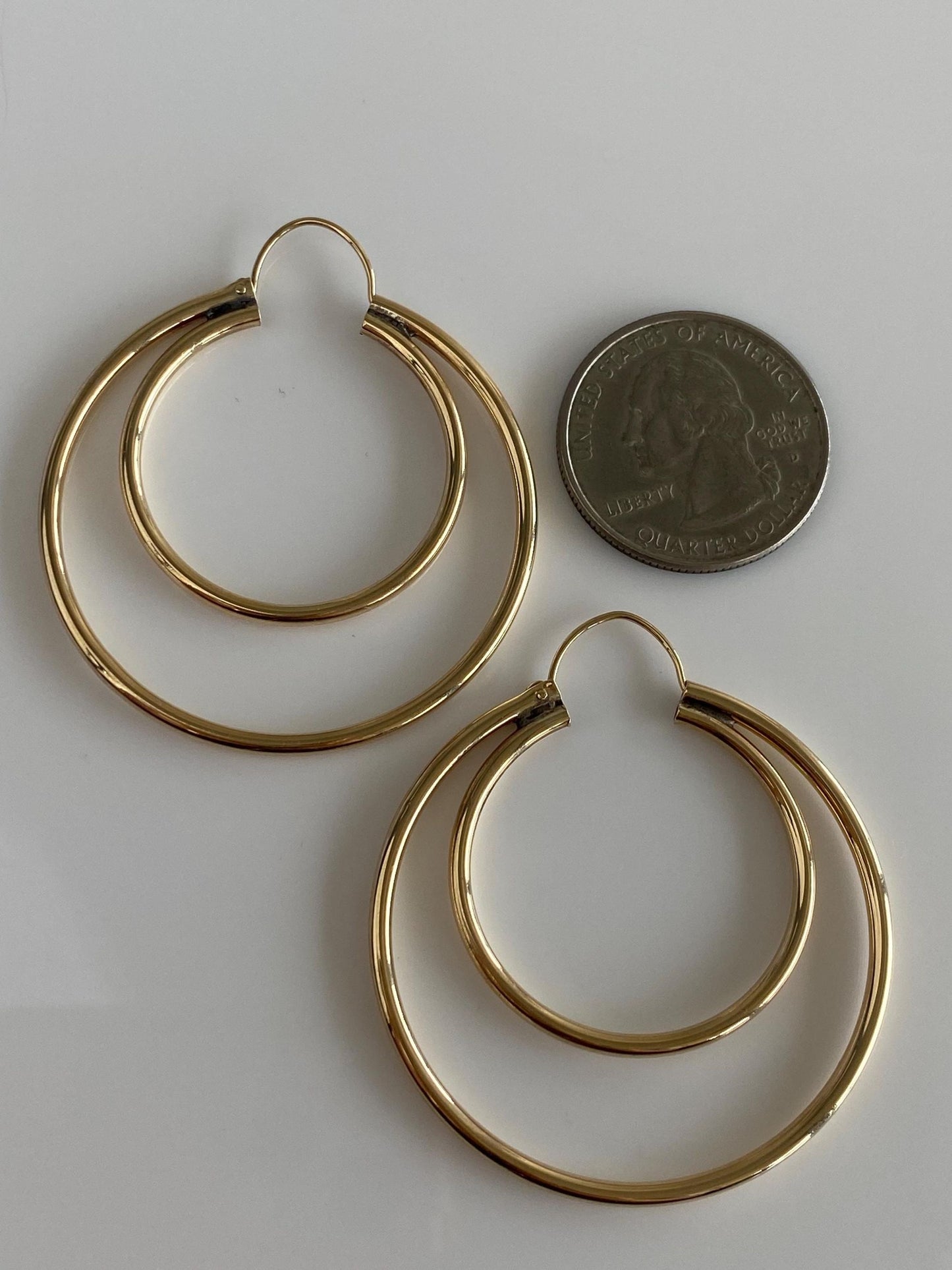 Vintage 14k Yellow Gold Double Hoop Earrings