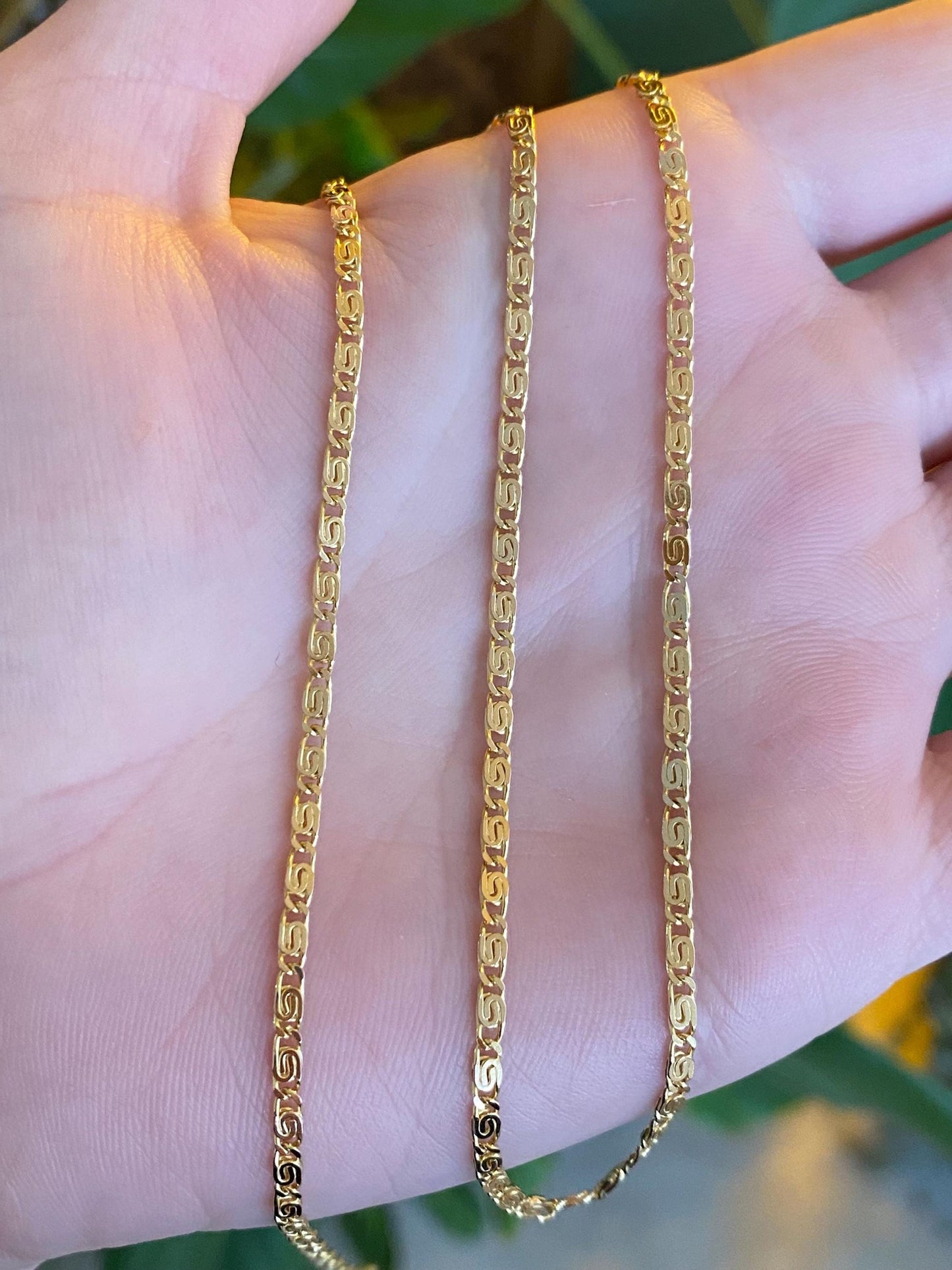 Vintage Solid 14k Yellow Gold Spiral Link Chain Necklace - 16 inches