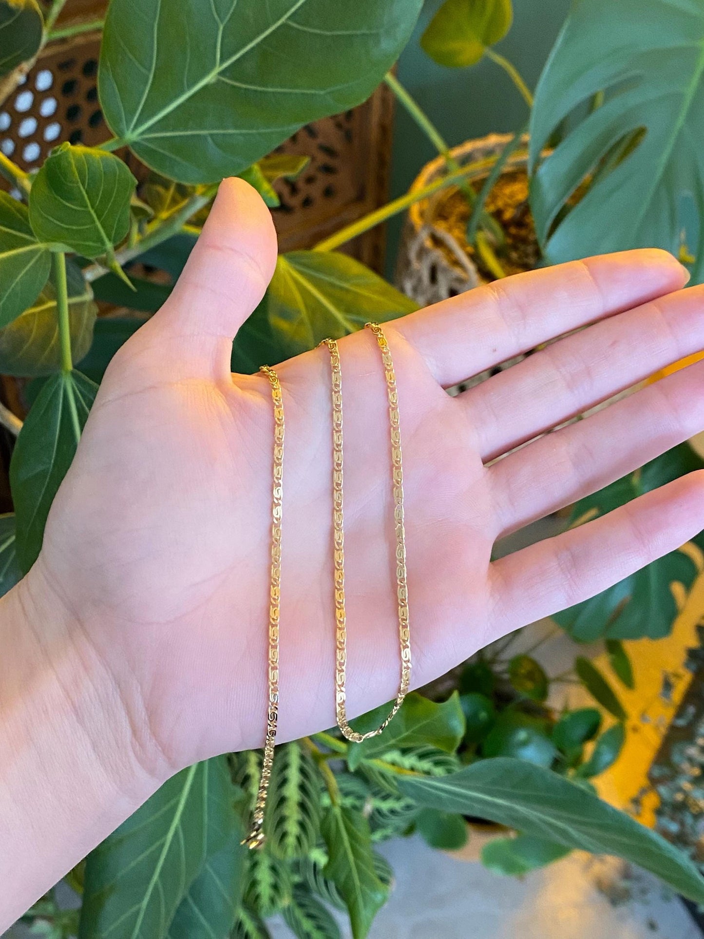 Vintage Solid 14k Yellow Gold Spiral Link Chain Necklace - 16 inches