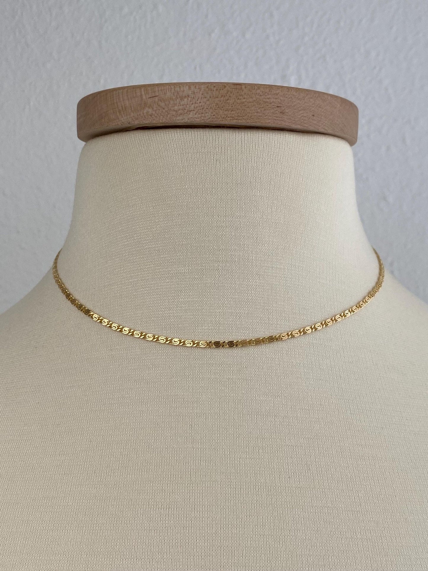 Vintage Solid 14k Yellow Gold Spiral Link Chain Necklace - 16 inches