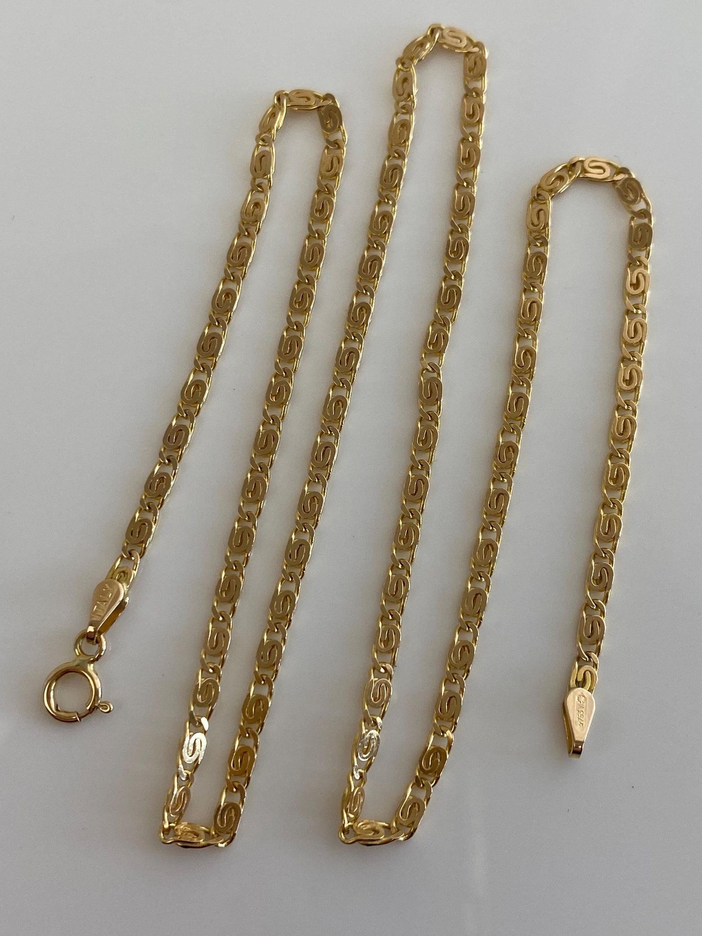 Vintage Solid 14k Yellow Gold Spiral Link Chain Necklace - 16 inches