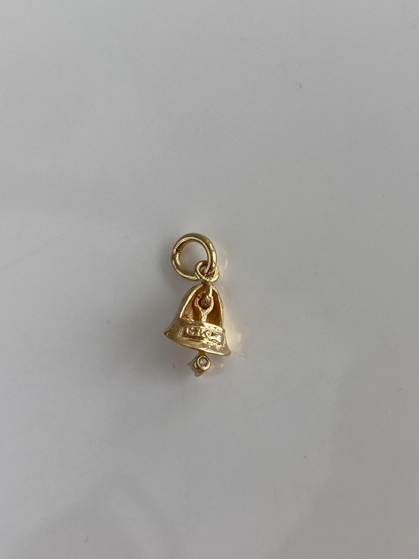 Vintage Solid 14k Yellow Gold Diamond Bell Charm