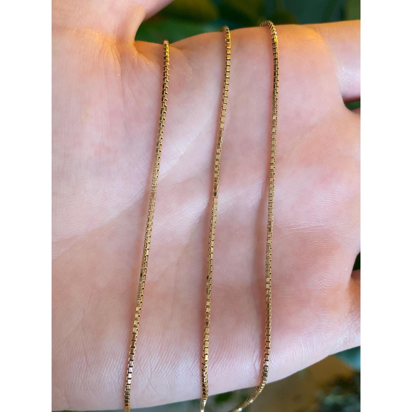Vintage Solid 14k Yellow Gold Long Box Chain Necklace - 24.75 inches