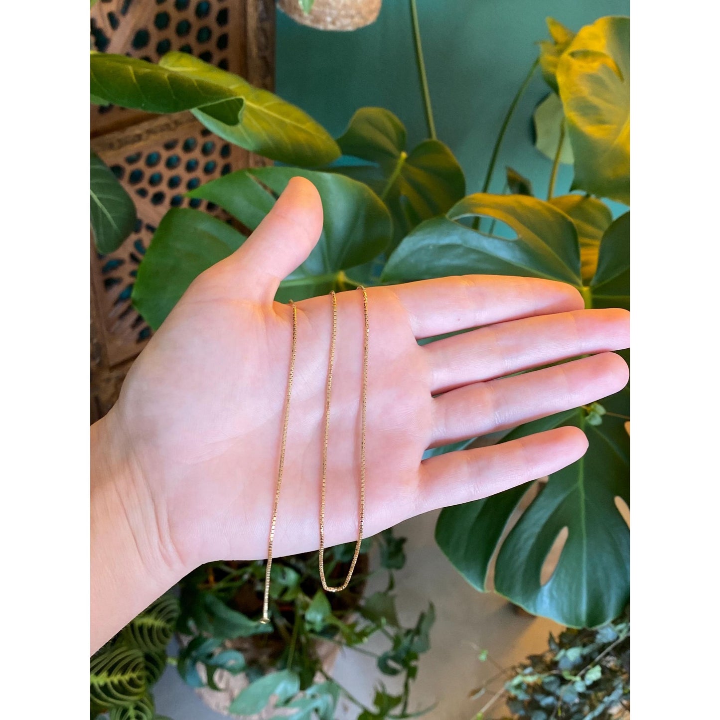 Vintage Solid 14k Yellow Gold Long Box Chain Necklace - 24.75 inches