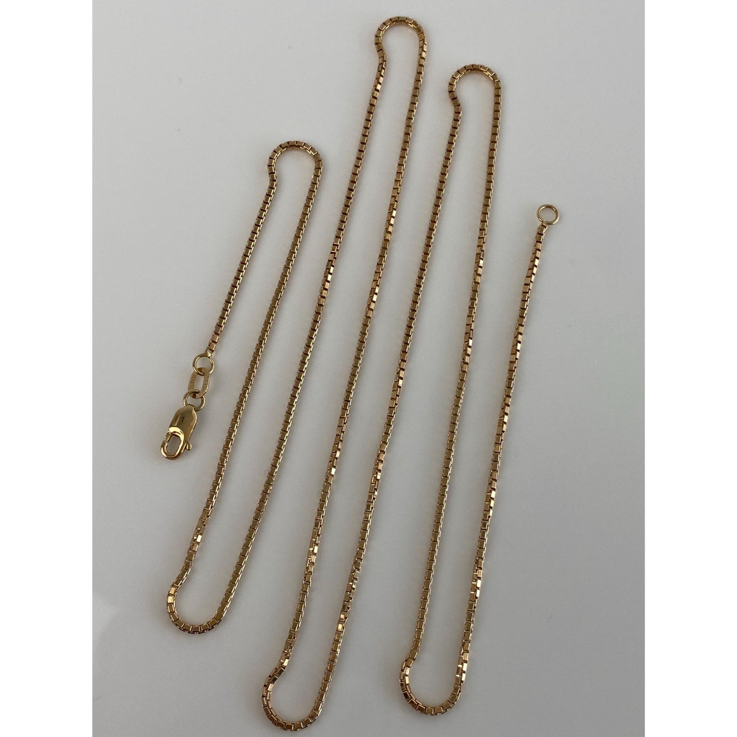 Vintage Solid 14k Yellow Gold Long Box Chain Necklace - 24.75 inches