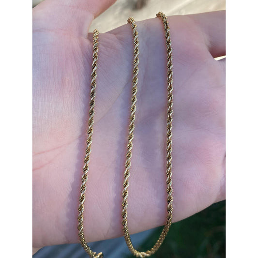 Vintage Solid 14k Yellow Gold Rope Chain Necklace - 27 inches