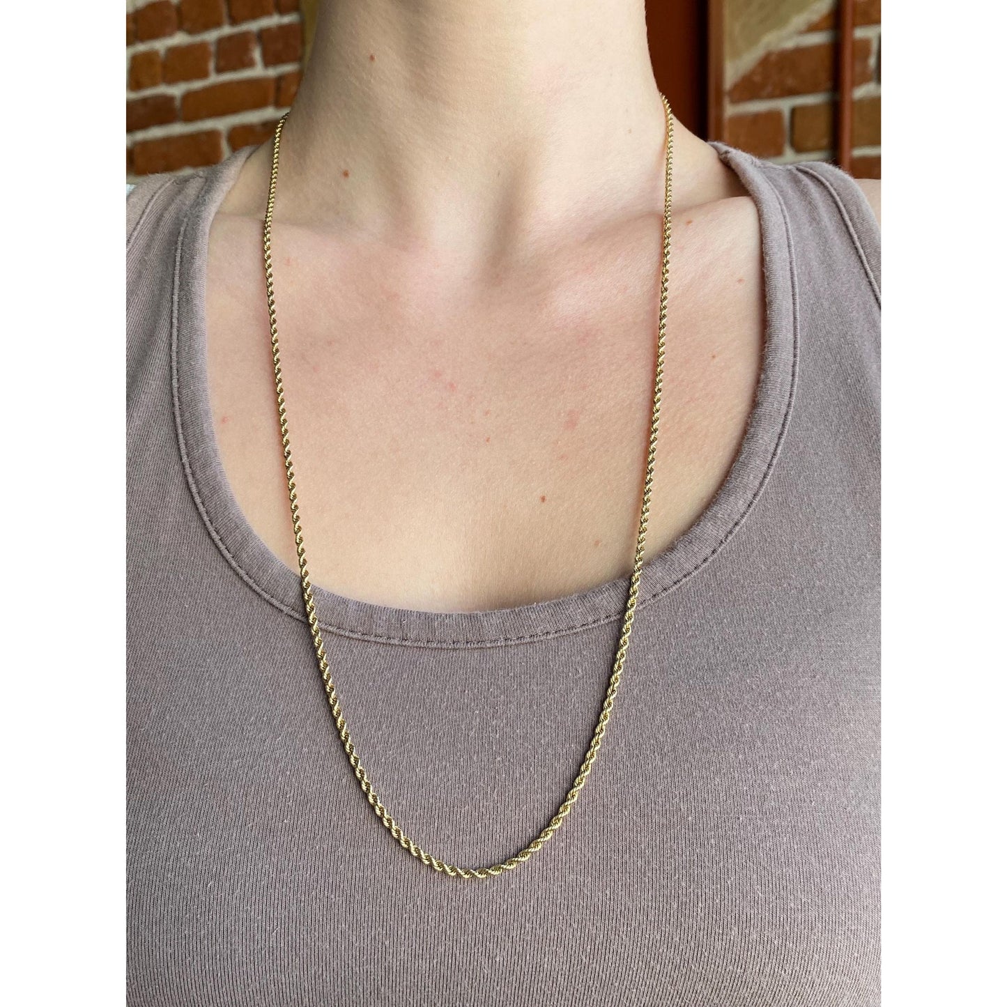 Vintage Solid 14k Yellow Gold Rope Chain Necklace - 27 inches