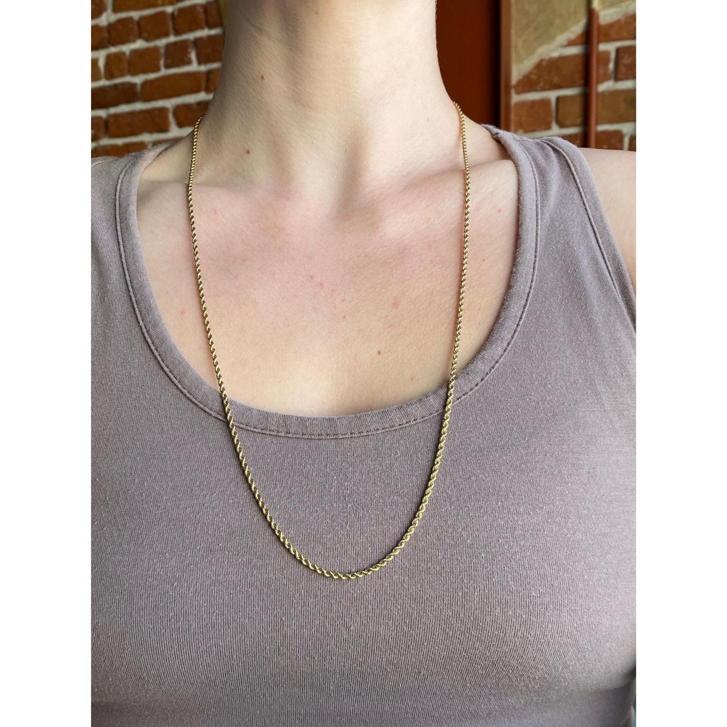 Vintage Solid 14k Yellow Gold Rope Chain Necklace - 27 inches