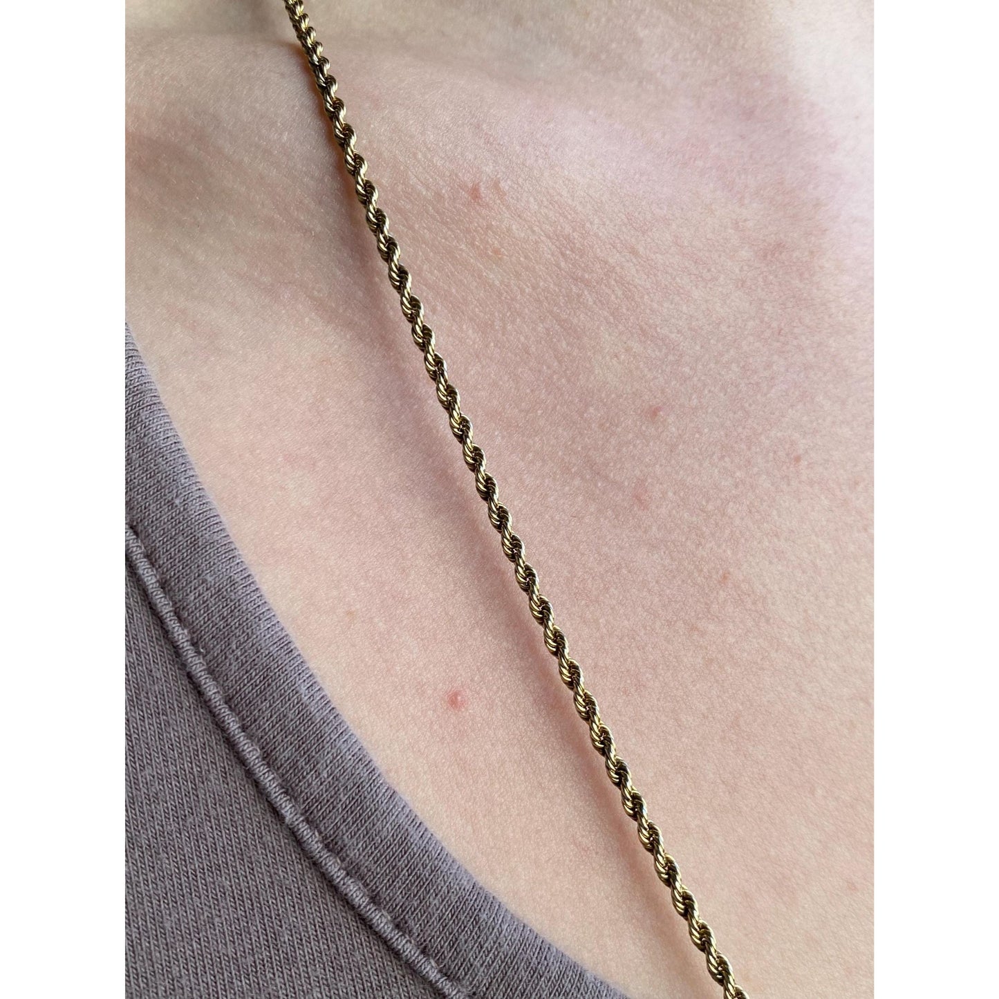 Vintage Solid 14k Yellow Gold Rope Chain Necklace - 27 inches