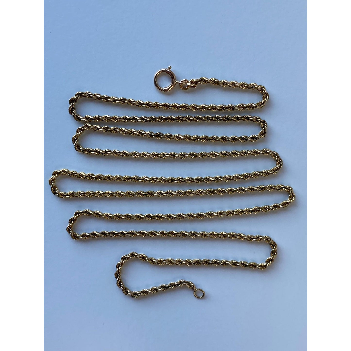 Vintage Solid 14k Yellow Gold Rope Chain Necklace - 27 inches