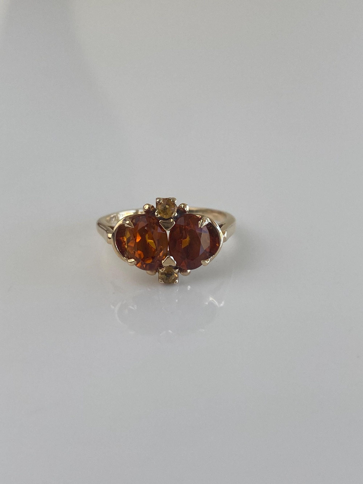 Vintage Solid 10k Yellow Gold 2 Tone Citrine Ring - Size 5.25