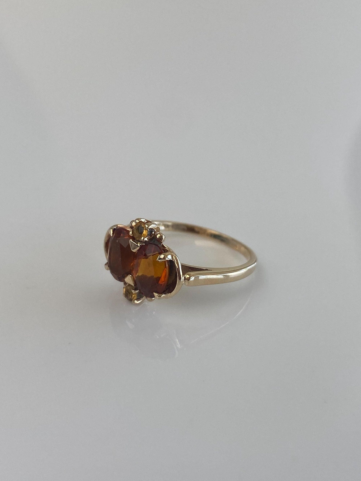 Vintage Solid 10k Yellow Gold 2 Tone Citrine Ring - Size 5.25