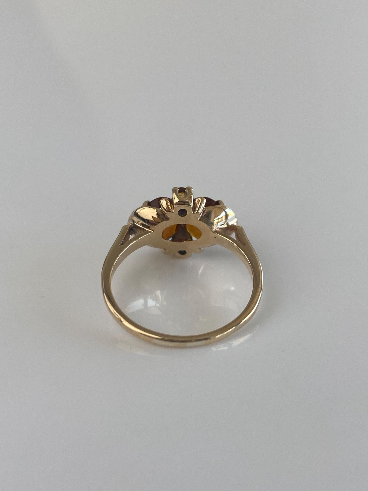 Vintage Solid 10k Yellow Gold 2 Tone Citrine Ring - Size 5.25