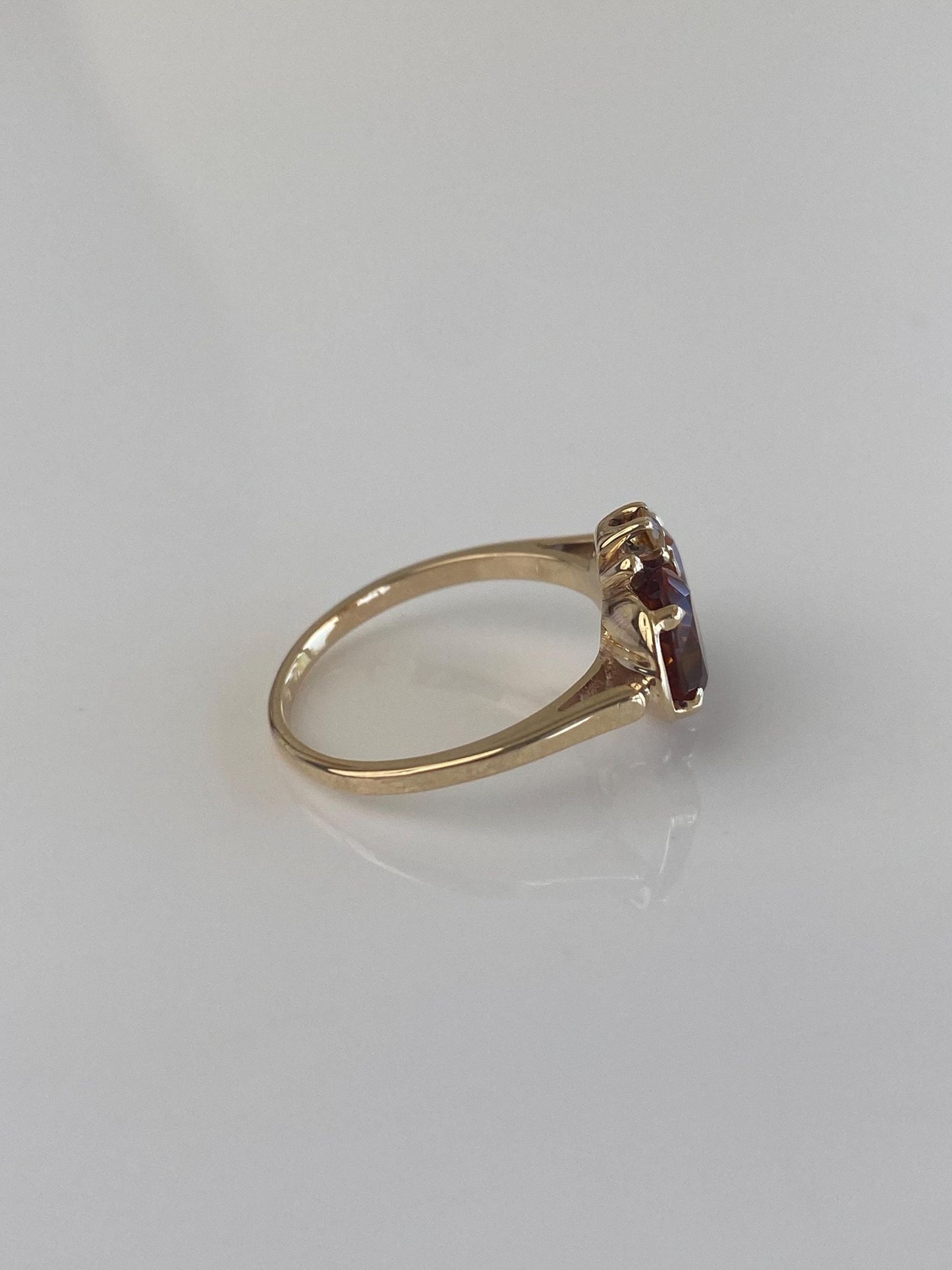 Vintage Solid 10k Yellow Gold 2 Tone Citrine Ring - Size 5.25