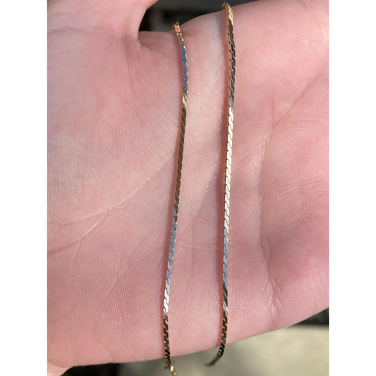 Vintage Solid 14k Yellow Gold Square Serpentine Chain Necklace - 16.25 inches