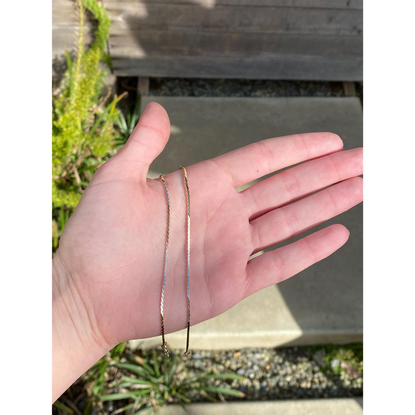 Vintage Solid 14k Yellow Gold Square Serpentine Chain Necklace - 16.25 inches