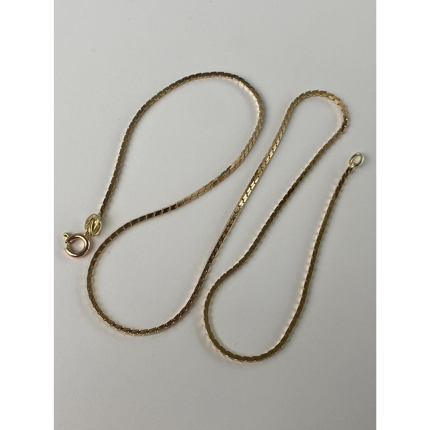 Vintage Solid 14k Yellow Gold Square Serpentine Chain Necklace - 16.25 inches