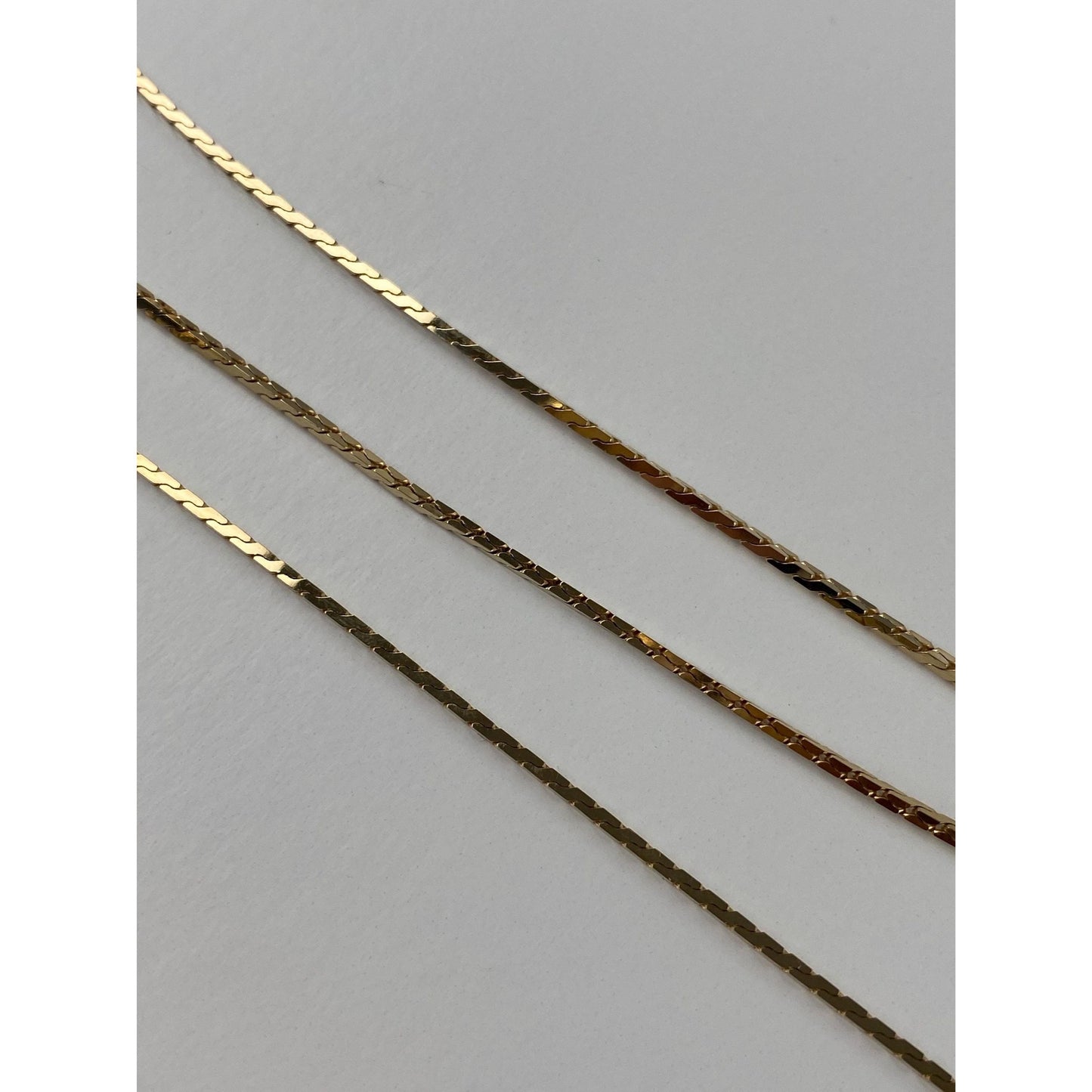 Vintage Solid 14k Yellow Gold Square Serpentine Chain Necklace - 16.25 inches