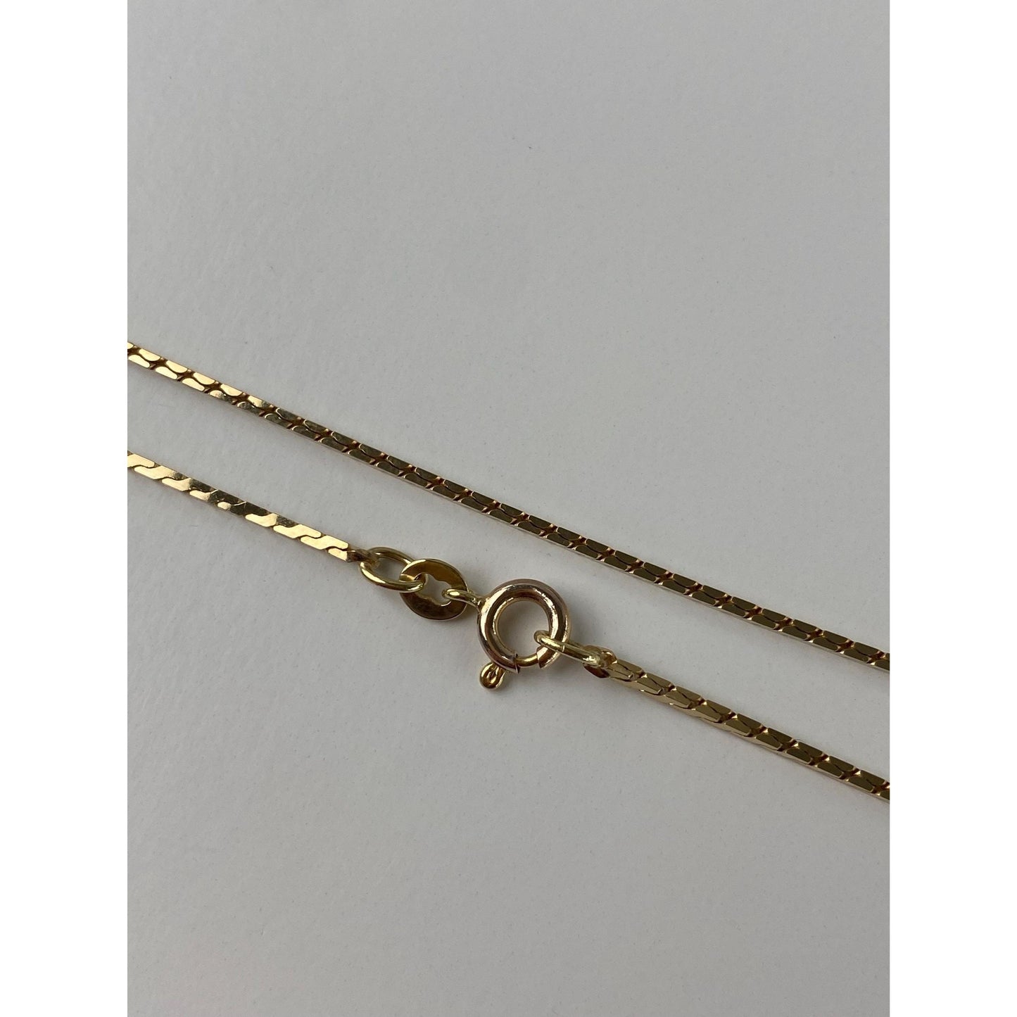 Vintage Solid 14k Yellow Gold Square Serpentine Chain Necklace - 16.25 inches