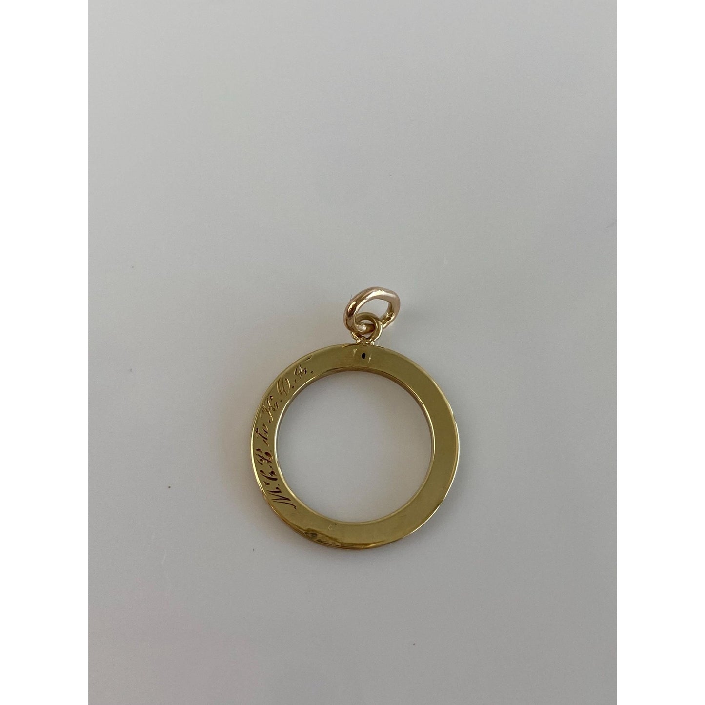Solid 14k Yellow Gold Designed Open Circle Charm
