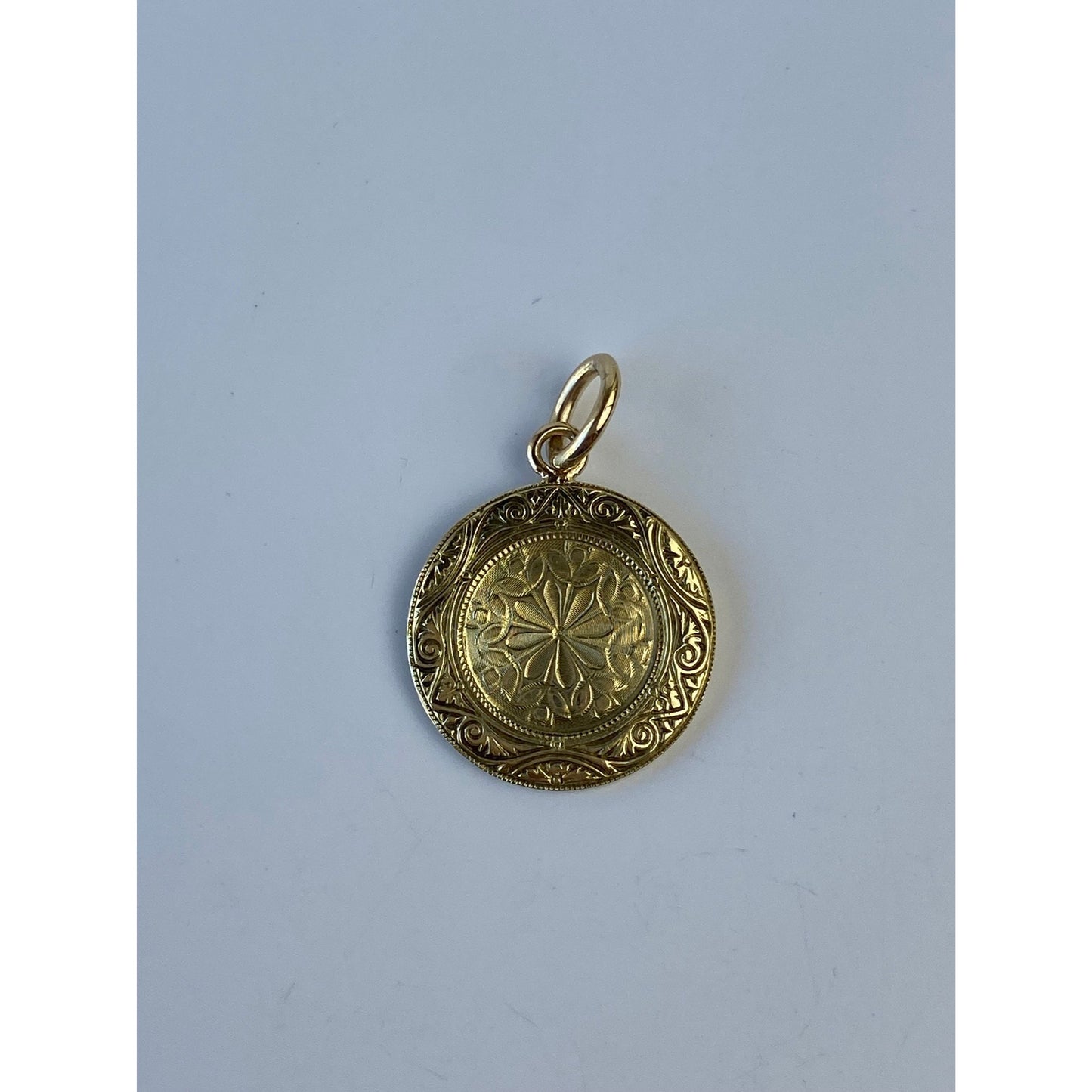 Vintage Solid 14k Yellow Gold Embossed Floral Design Cufflink Conversion Charm