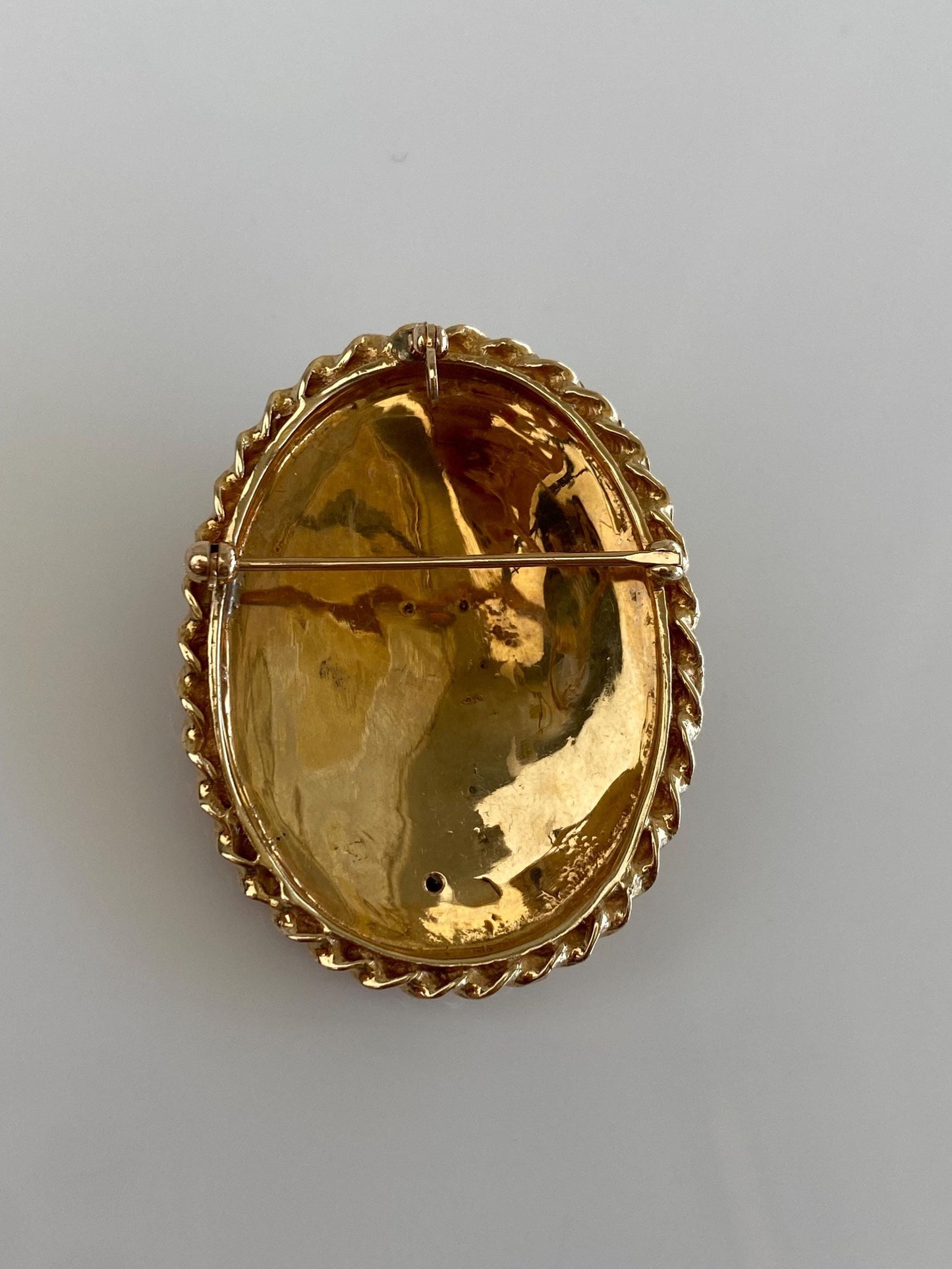 Vintage Solid 14k Yellow Gold Large Diamonds Lady Cameo Brooch Charm