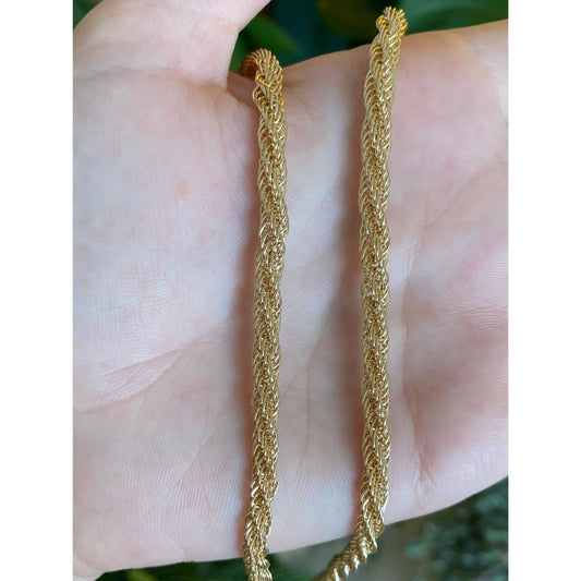 Vintage 14k Yellow Gold Woven Rope Chain Necklace - 18 inches