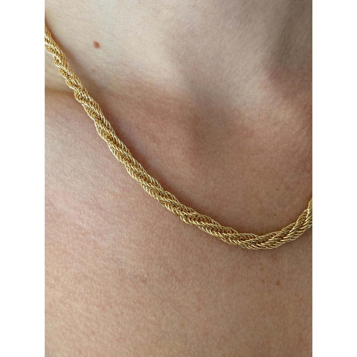 Vintage 14k Yellow Gold Woven Rope Chain Necklace - 18 inches