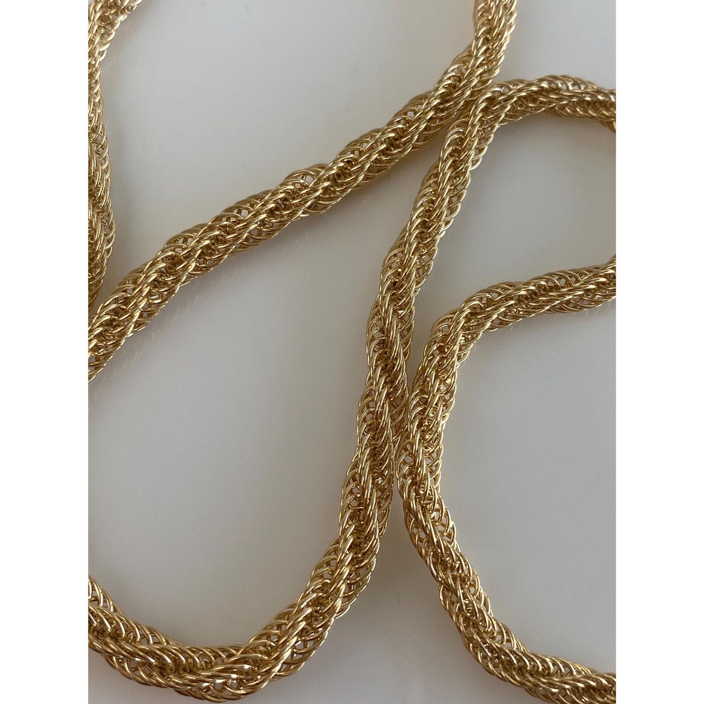 Vintage 14k Yellow Gold Woven Rope Chain Necklace - 18 inches
