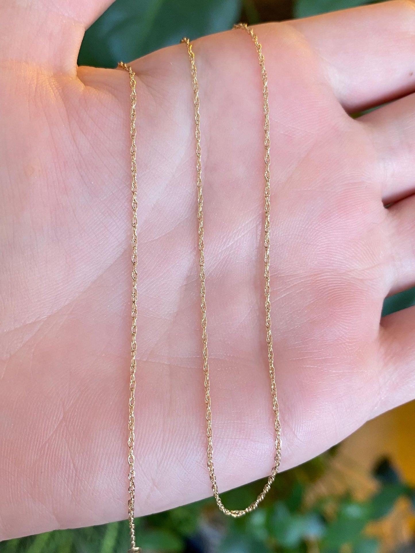 Vintage Solid 14k Yellow Gold Dainty Chain Necklace - 18 inches