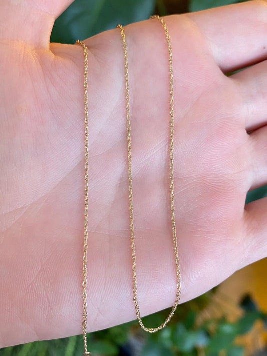 Vintage Solid 14k Yellow Gold Dainty Chain Necklace - 18 inches