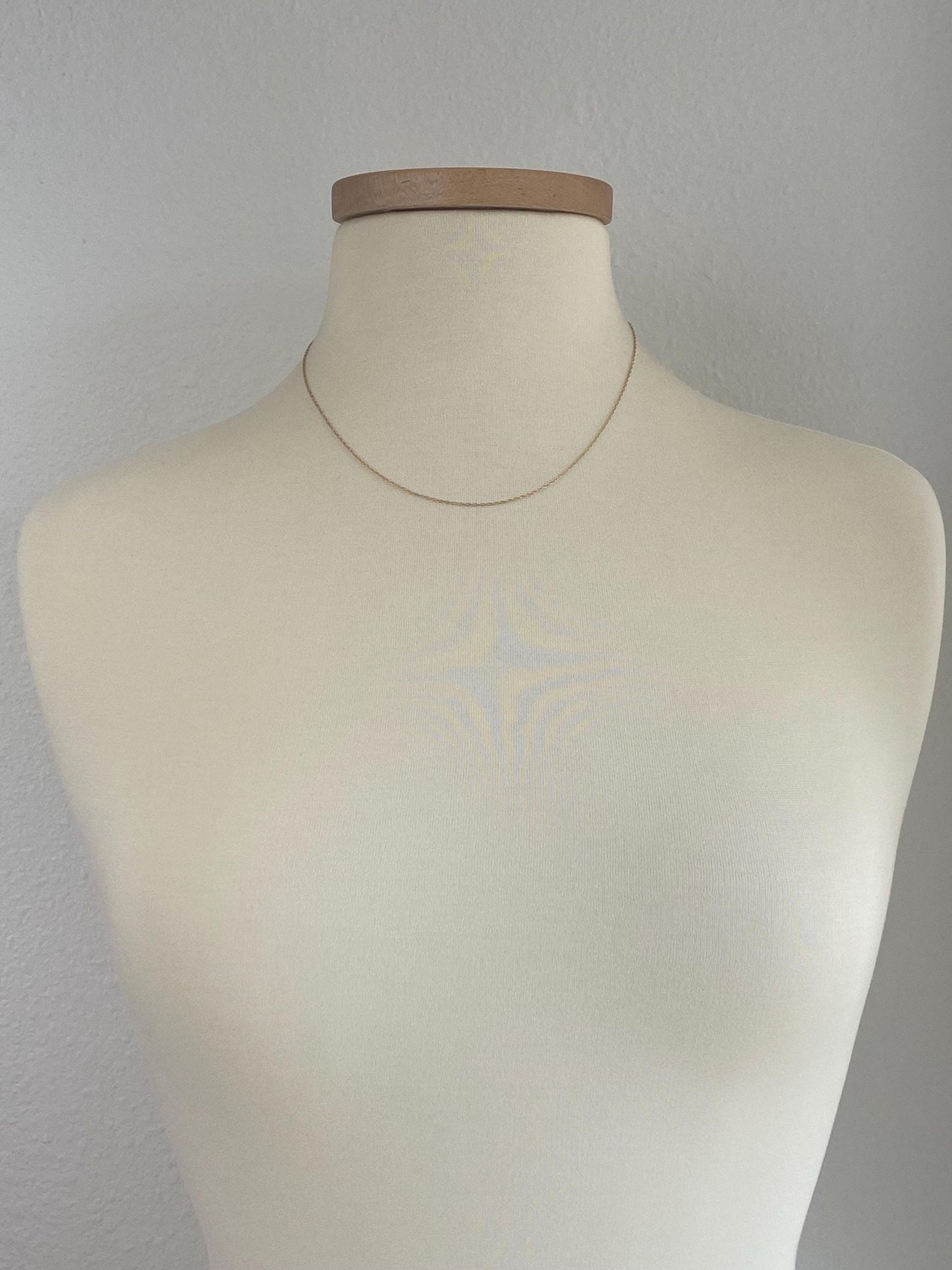 Vintage Solid 14k Yellow Gold Dainty Chain Necklace - 18 inches