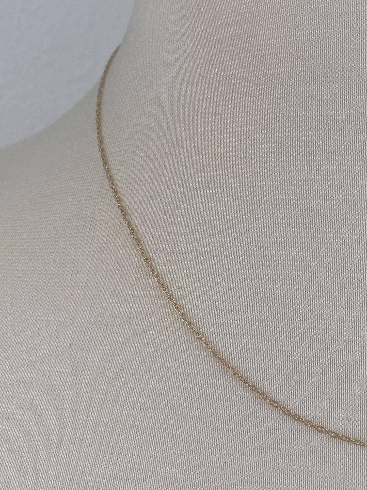 Vintage Solid 14k Yellow Gold Dainty Chain Necklace - 18 inches