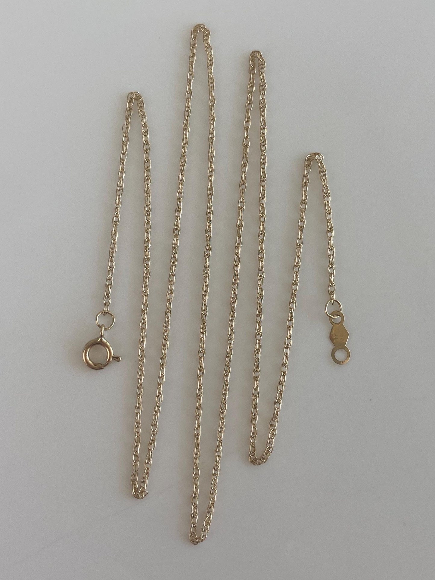 Vintage Solid 14k Yellow Gold Dainty Chain Necklace - 18 inches