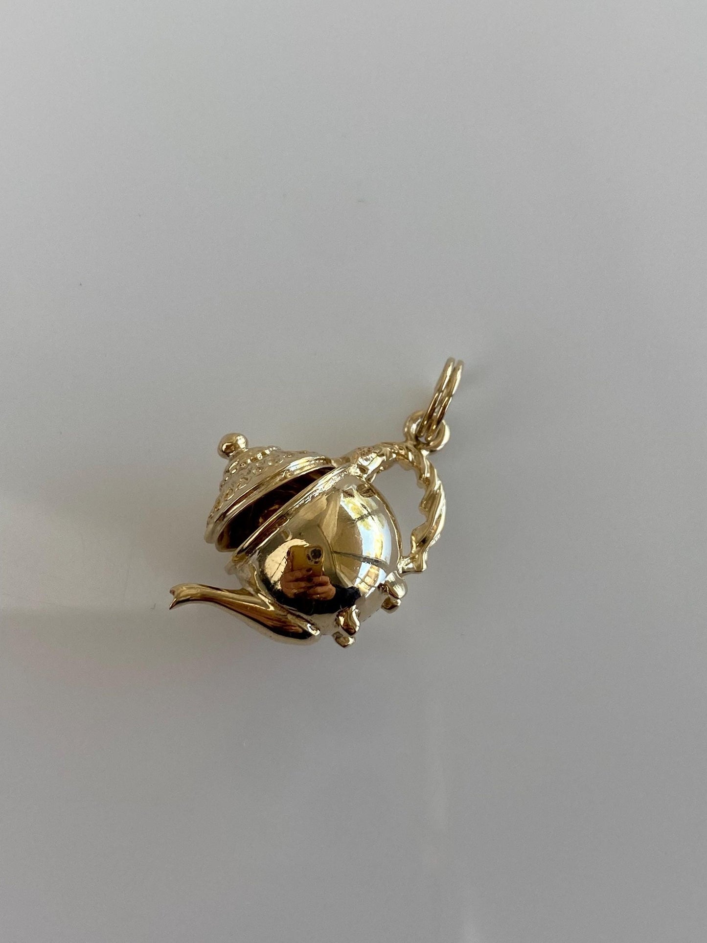 Vintage Solid 14k Yellow Gold Articulated Tea Kettle Charm