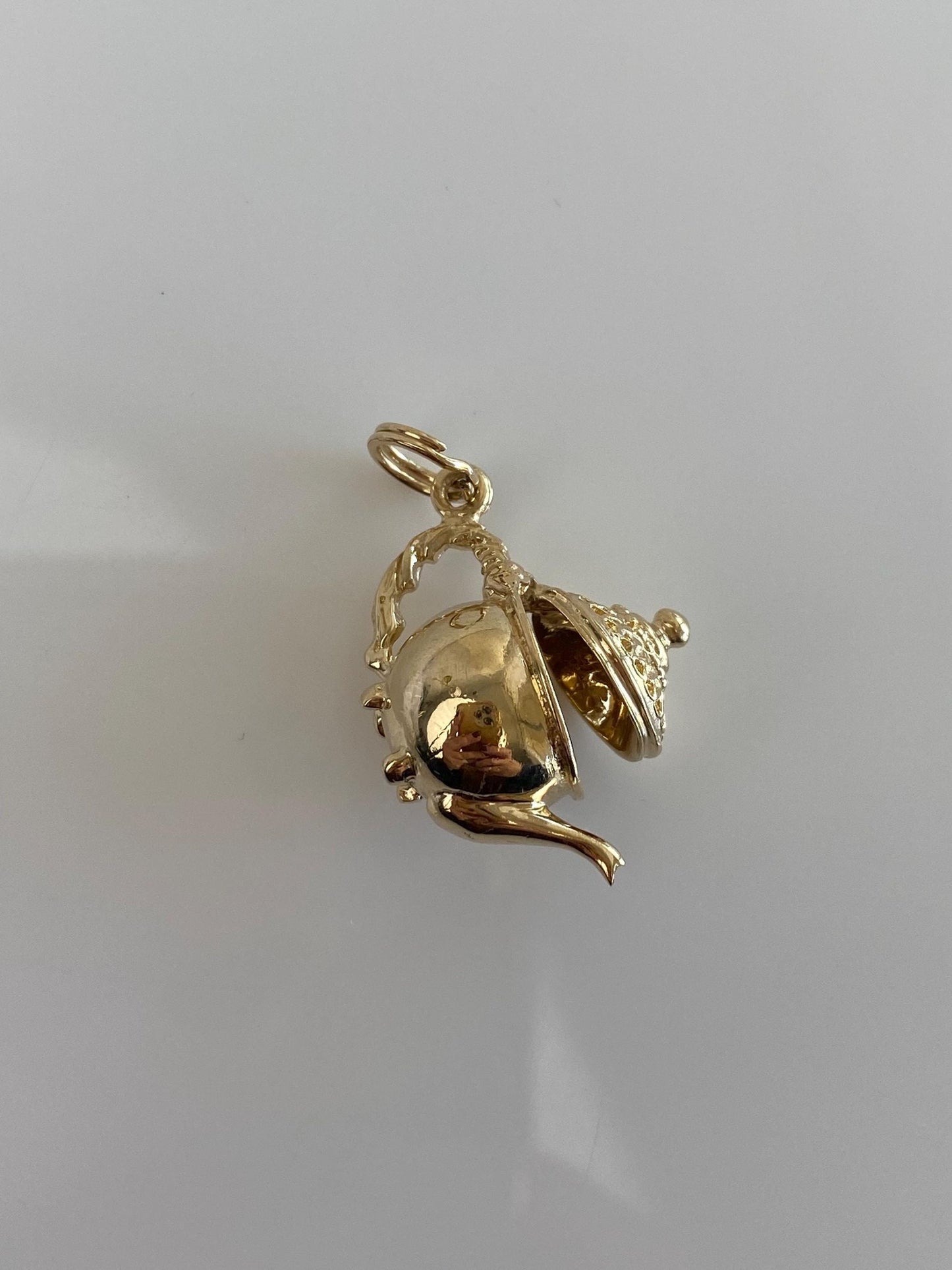 Vintage Solid 14k Yellow Gold Articulated Tea Kettle Charm